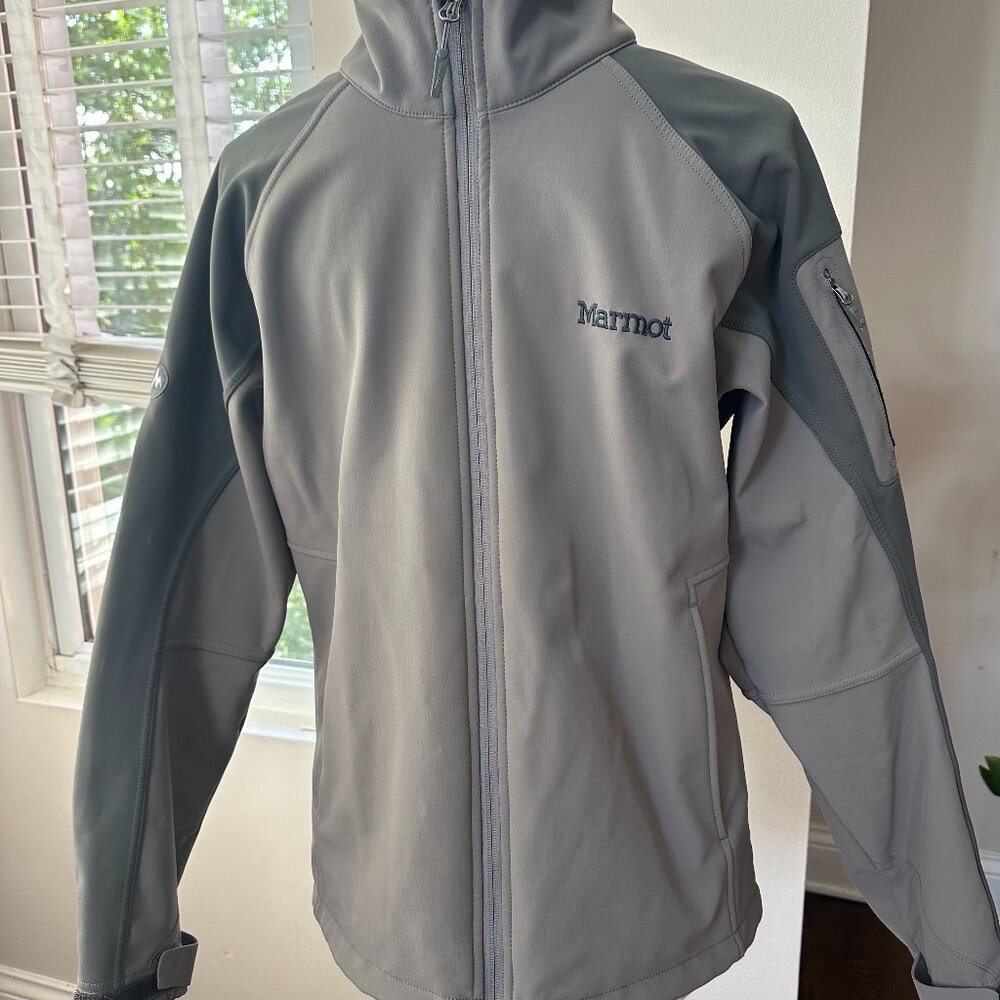 Marmot Jacket Men's Size Medium Gray Full Zip Softshell Zip Pockets CC 426